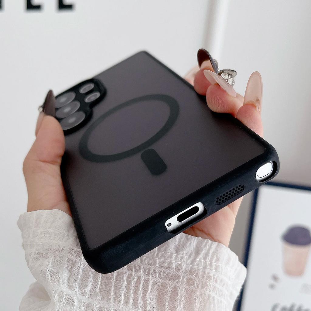 Магнитный Матовый Полупрозрачный Чехол для Magsafe для Samsung S25 Edge S24 S23 Ultra Plus FE A17 A07 A56 A36 A26 A16 A55 A35 Крышка