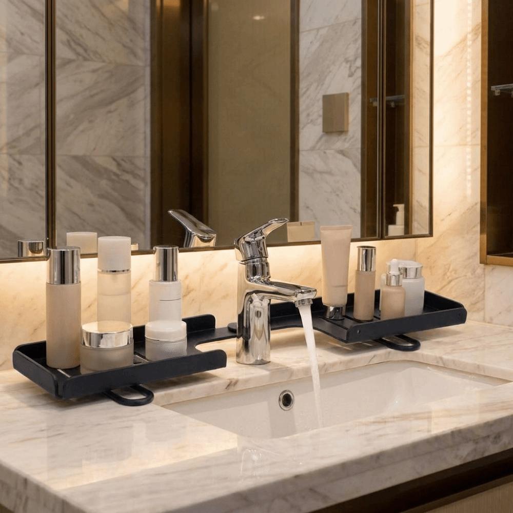 Quick Drainage Faucet Storage Shelf Carbon Steel Bathroom Sink Shelf Hotel