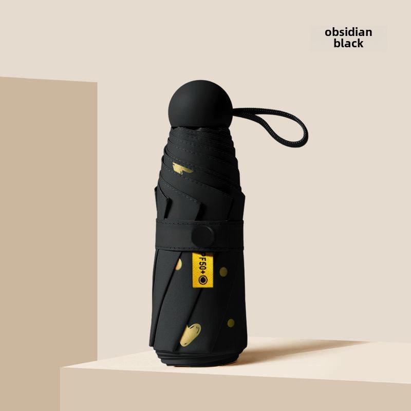 Компактный женский зонт с золотым тиснением: Защита от ультрафиолета, портативный складной, для солнца и дождя