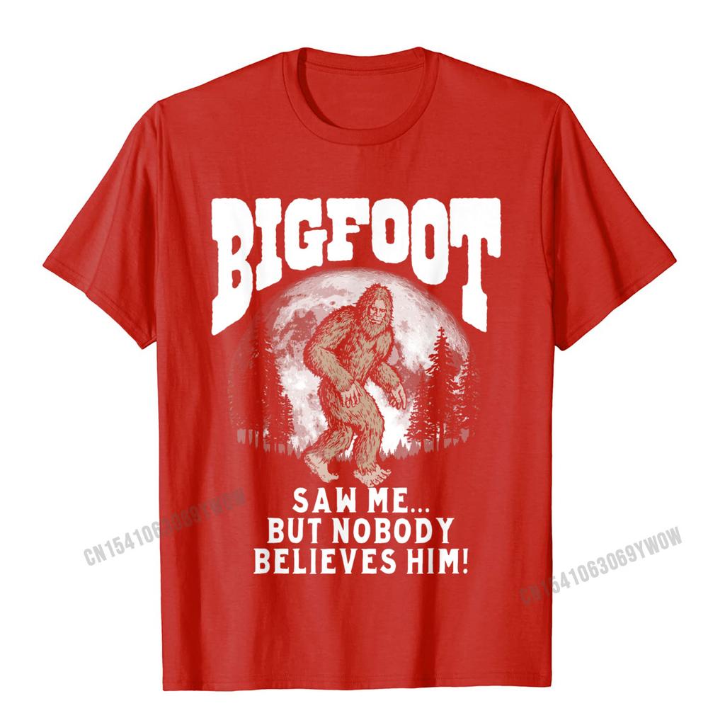 Bigfoot Saw Me But Nobody Believes Funny Sasquatch Moon TShirt Camisas Unisex Cool Tops  Tees Cotton Unisex Top TShirts Oversized