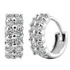 925 Sterling Silver Double Row Shiny Zircon Earrings Female Models Suitable for Valentine's Day Gift Factory Wholesale Price