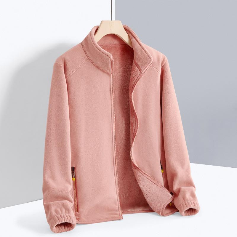 Unisex Thick Fleece Jacket with Velvet Lining, Large Size, Ideal for Outdoor Wear and Layering.