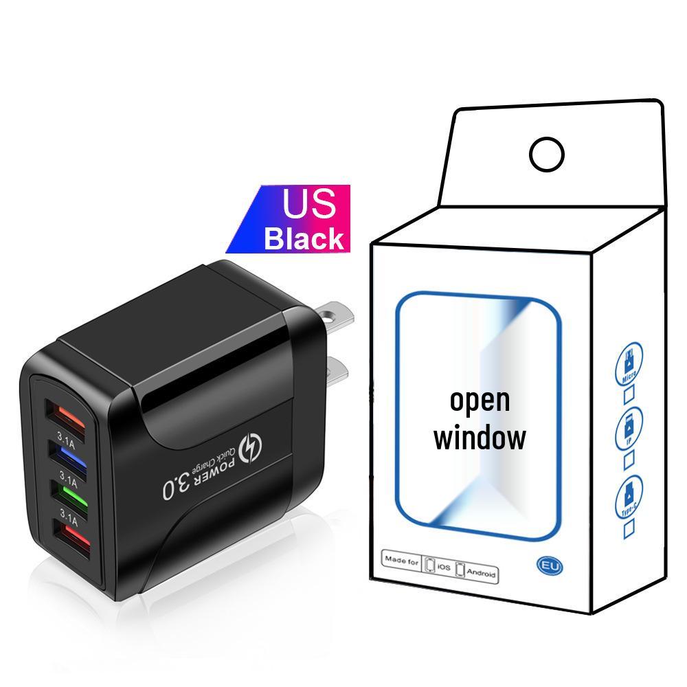 Цветное 4-портовое USB-зарядное устройство для путешествий 5 В / 2,4 А, быстрая зарядка, австралийский стандарт