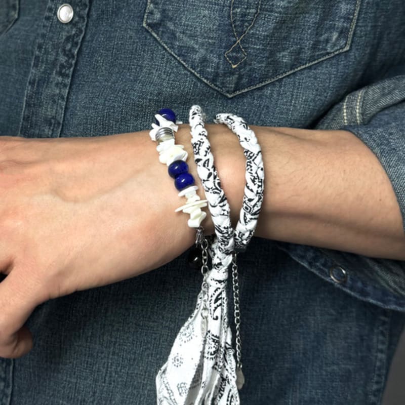 S SY [natural] santorini lapis & pearl bracelet
