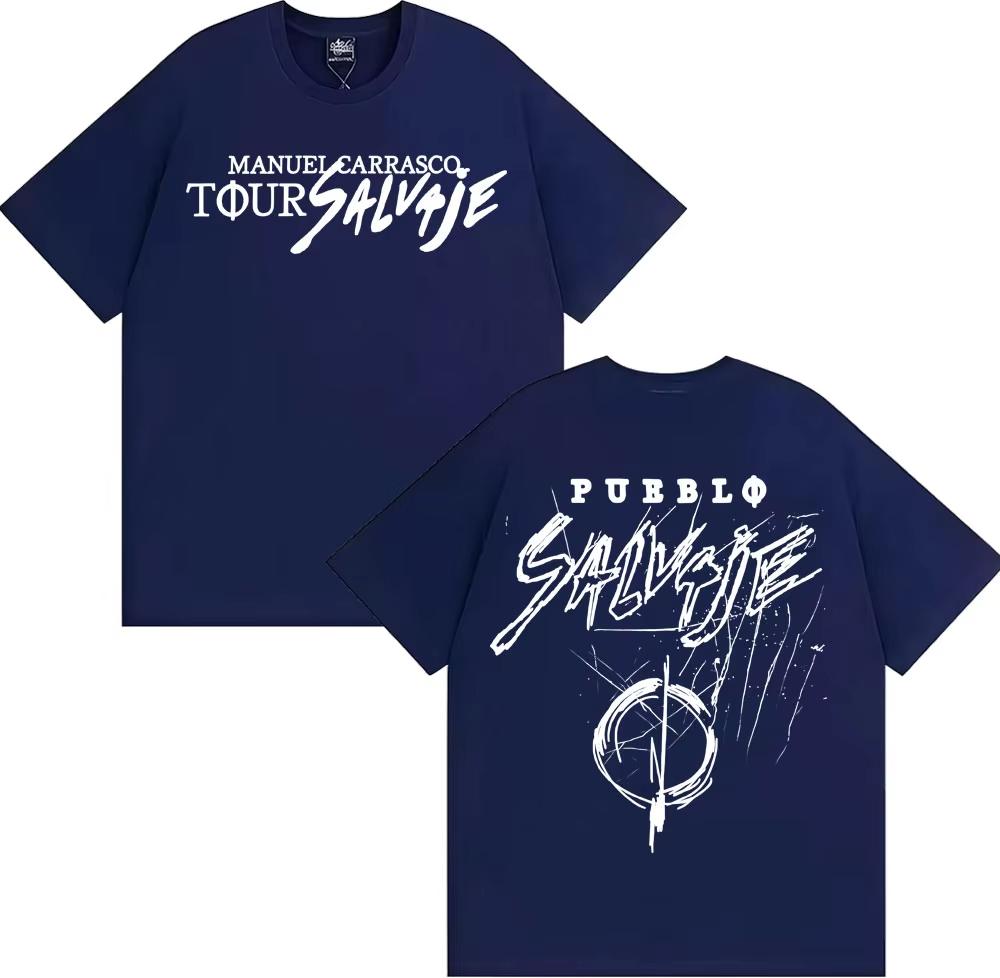 Rapper Manuel Carrasco Salvaje Tour 2026 Album T Shirts for Men Fashion Vintage Short Sleeve Tshirt Cotton Casual T Shirt