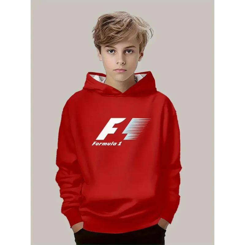 Двумерная детская мягкая спортивная одежда осень 2025 с принтом F1 formula, повседневная детская спортивная одежда