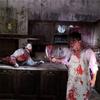 Фартук на Хэллоуин с дизайном в виде брызг крови Регулируемый ремешок на шею и завязки на талии Прочная ткань Защитное покрытие для кухни, готовки, рукоделия