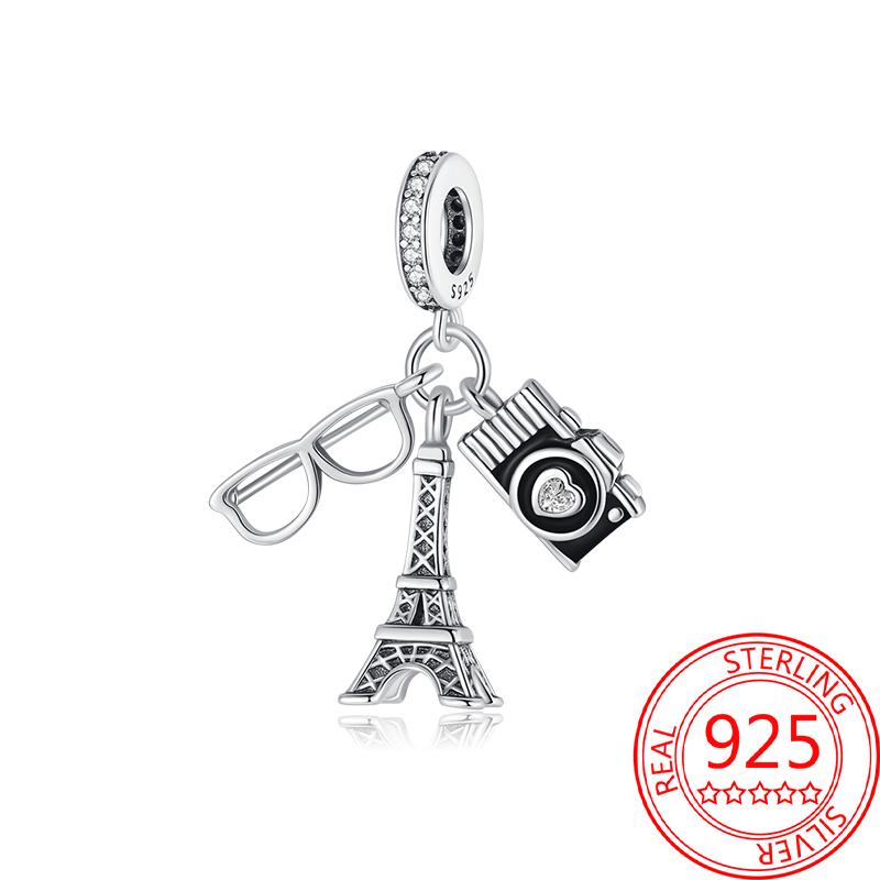 Copper Metal Paris Tower Aircraft Travel Charm Bead Component Pendant Bead Component Bead Components Compatible With Charm Bead Component Authentic