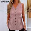 Women's Fashion Casual Summer Spring Solid Color Print Sleeveless V-Neck Blouses & Shirts