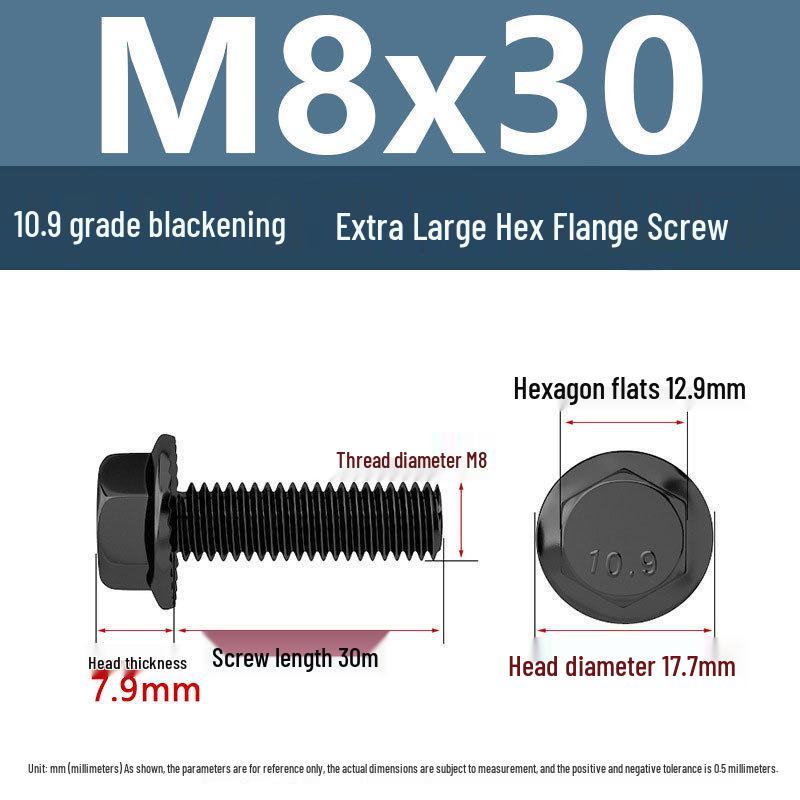 Yigu Grade 10.9 High-Strength Oversized Black Hex Flange Screw with Anti-Slip Washer (M6-M12)