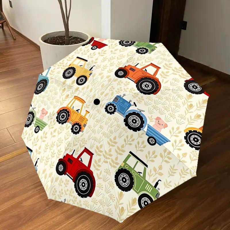 1PC Tractors Piglets Umbrella-8-Rib Reinforced, Automatic Open, Lightweight & Durable, Cute Fashion Accessory for Outdoor-T395