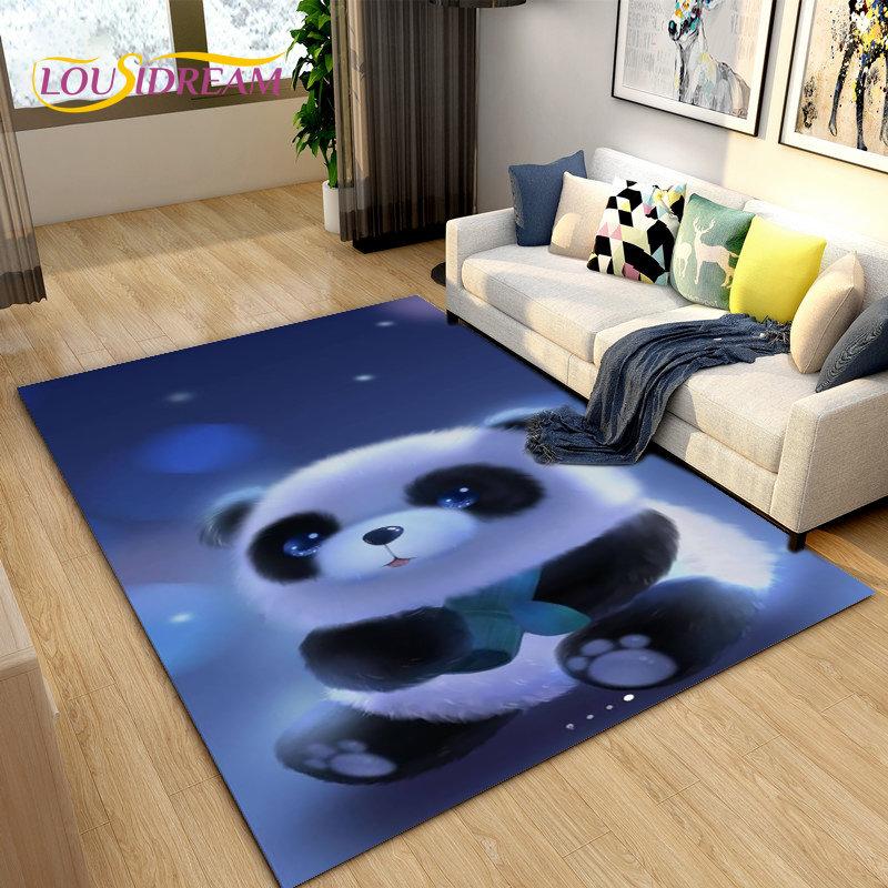 3D Cartoon Cute Panda Area Rug,Carpet Rug for Living Room Children's Room Decoration,Kid Play Crawl Soft Non-slip Floor Mat Gift