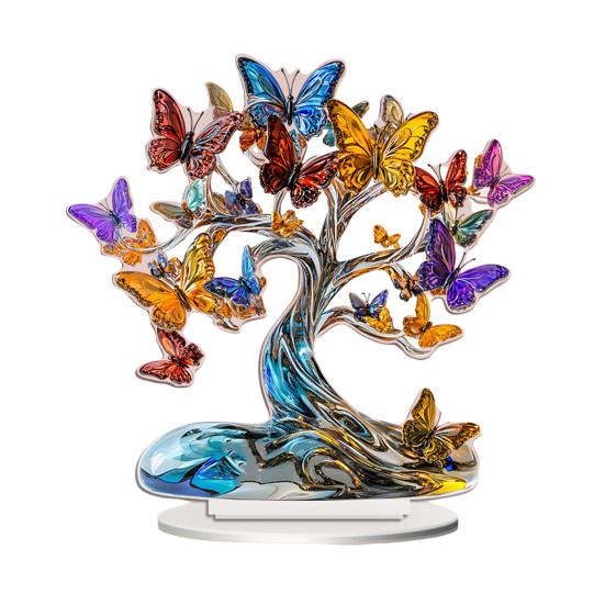 Love Heart Tree Ornament Colorful Acrylic 2D Flat Decoration Valentine's Day Decor Tabletop