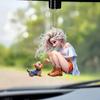2D New Sexy Girl and Puppy Pendant Flat 2D Car Interiors Holiday Gift Pendant