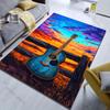 Guitar in The Sunset Print Carpet for Bedroom Living Room Bedside Sofa Floor Mat Modern Home Decor Play Area Rug Large Size