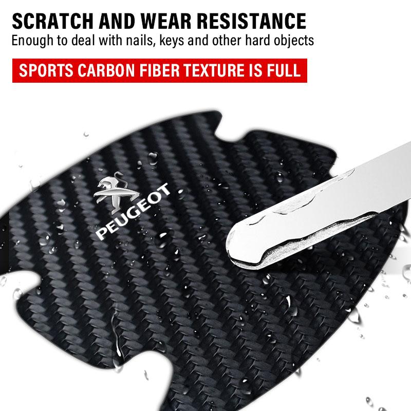 4 шт. Защитная наклейка на ручку двери автомобиля Эмблема Украшение автомобиля Стайлинг Для Peugeot 308 408 508 RCZ 208 3008 2008 206 207 108 406 407 408 206 207 208