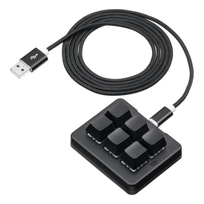 SANWA DIRECT Программируемая Клавиатура Макро Клавиатура Только для Windows Проводное Подключение Подсветка 6 Клавиш Синие Переключатели Функция Макро Игровая Черная