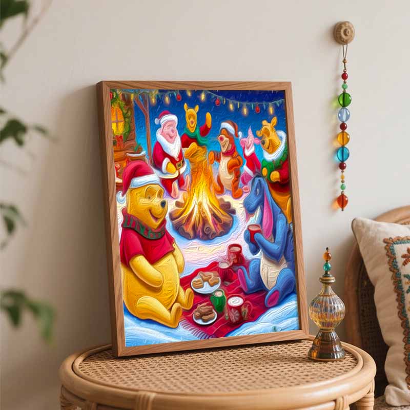Disney Oil Paint Art Painting Kit Christmas Winnie Pooh Friends Home Wall Decor