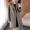 Женская куртка с двойными карманами, лацканами, однотонное шерстяное пальто на одной пуговице, большой размер, свободное теплое с длинными рукавами, для поездок на работу и свиданий, весна-осень
