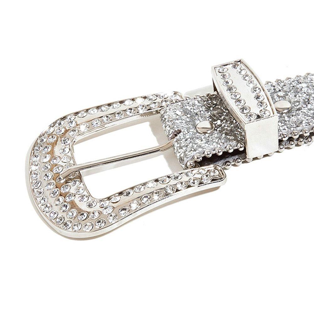 Fashion Glitter Adjustable PU Leather Bling Crystal Waistband Rhinestone Belt