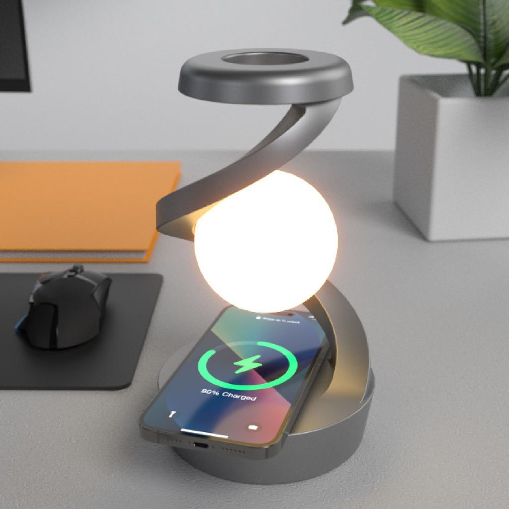 Беспроводное зарядное устройство Ночной светильник Smart Control Вращающийся плавающий RGB Цвет Меняющий Настольная Лампа для Подарков 