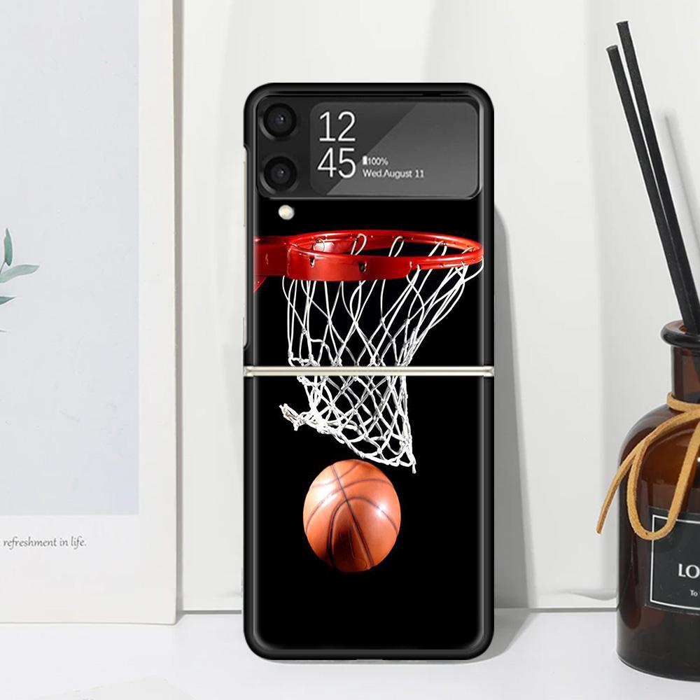 Basketball Basket Sports Phone Case For Samsung Galaxy Z Flip 7 Flip7 Zflip 6 Flip6 5 Flip5 4 Flip4 3 Flip3 5G Fundas Black Cove