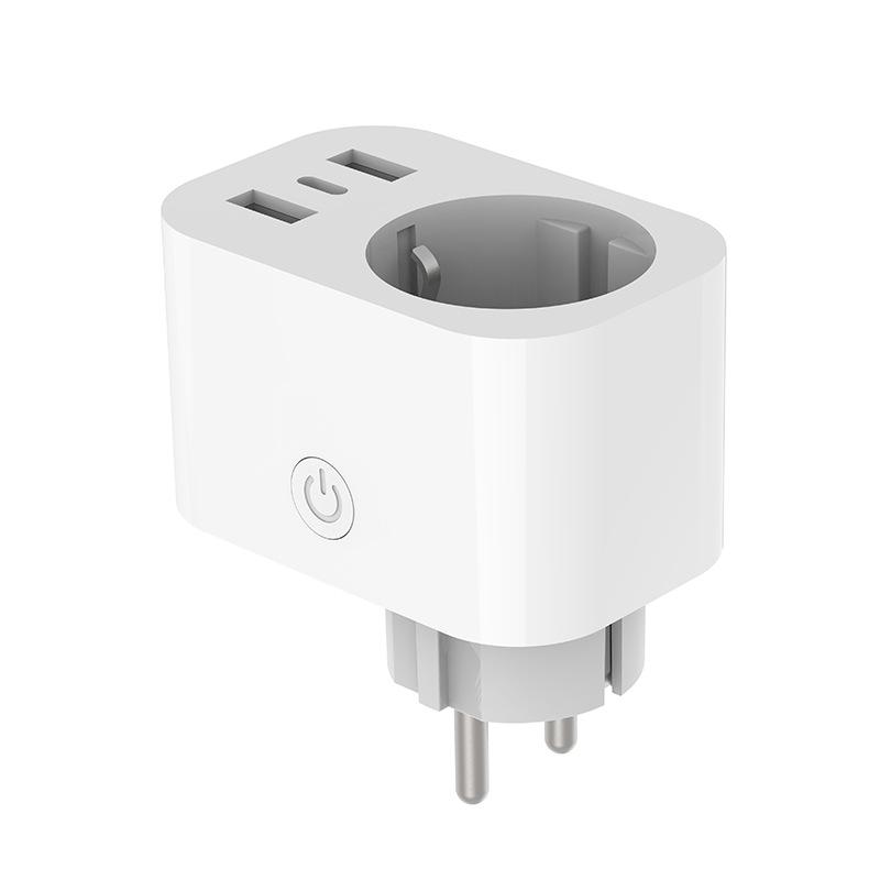 Европейский стандарт 220В 16А Умная розетка с двумя USB, Управление Alexa, Индивидуальное дистанционное включение/выключение