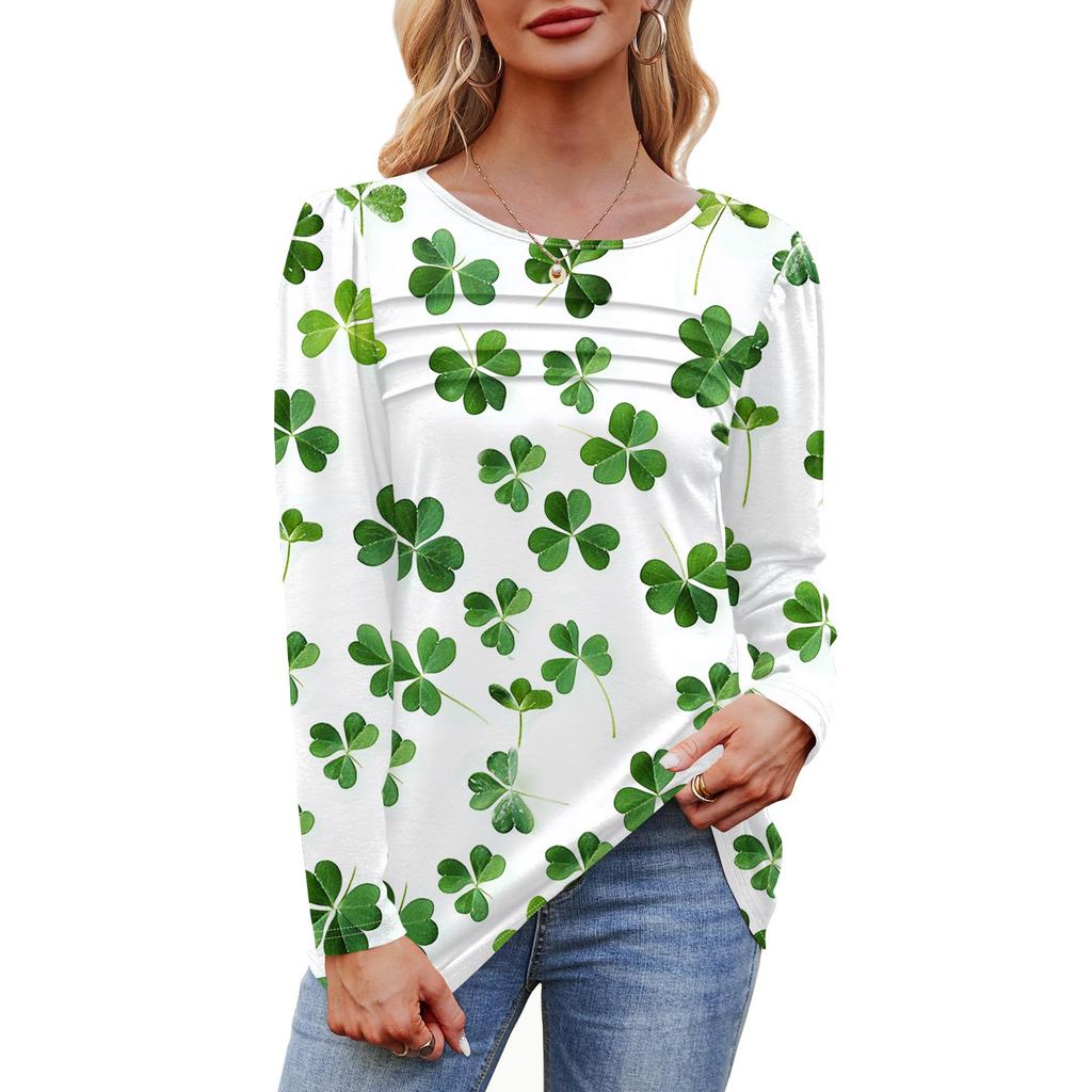 Женский свободный повседневный топ с круглым вырезом и длинными рукавами, модный топ