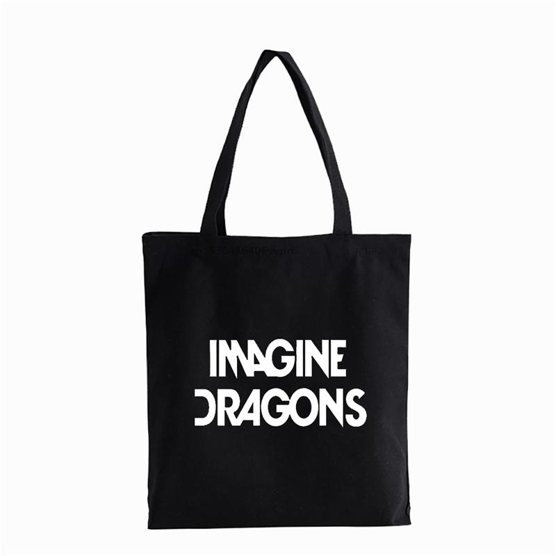 IMAGINE DRAGONS Инди-рок-группа Холщовая сумка с принтом Модные сумки на плечо Сумки-тоут для студентов-подростков Сумка-шоппер на плечо Сумки-тоут