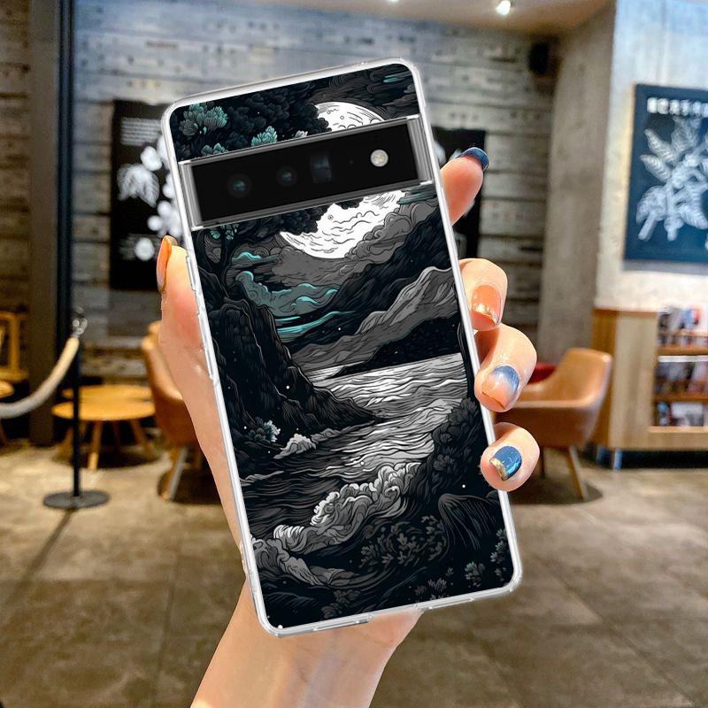 Чехол для телефона с пейзажем для Google Pixel 8 7 6 5 4 4XL Ударопрочный Силиконовый 7A 6A 5A 4A 3A 3AXLPro Прозрачный Корпус