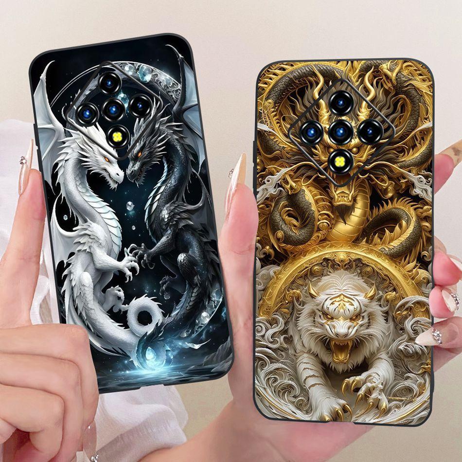 For Infinix Zero 8 8i X687 X687B Cool Dragon Tiger Pattern Phone Case For Infinix Zero8 Zero8i Black Silicone Soft Cases