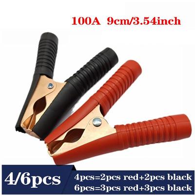 4/6 шт. 100 А, все включено, медный зажим типа «крокодил» длиной 90 мм, автомобильный аккумулятор, красный и черный зажим