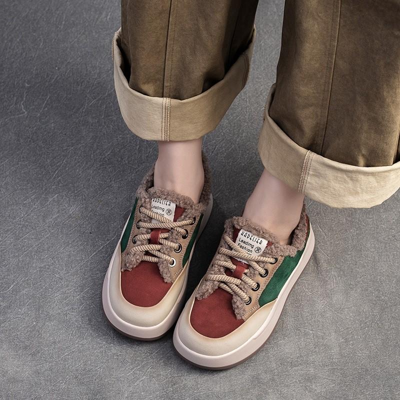 Johnature Мягкие теплые туфли из хлопка разных цветов из натуральной кожи с мягкой подошвой, удобные женские туфли на плоской платформе