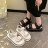 Popular Thick-soled Sports Sandals Women's Summer Wear French High-end 2025 New Flat-soled Versatile Roman Beach Shoes