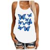 Women's Casual Fashion Loose Round Neck Colorful Butterfly Print Undershirt Tops