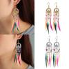 Jewelry Hollow Boho Earrings Rainbow Beads Golden Silver Feather Dangle Drop