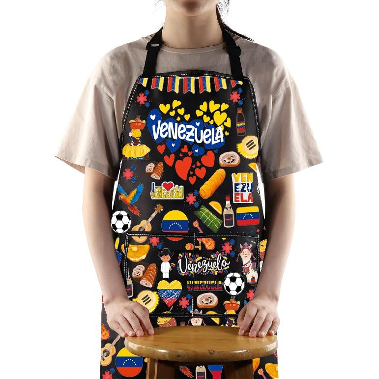 JNIAP Venezuelan Kitchen Apron Venezuela Lover Gifts Venezuelan Chef Gift Venezuela Flag Apron