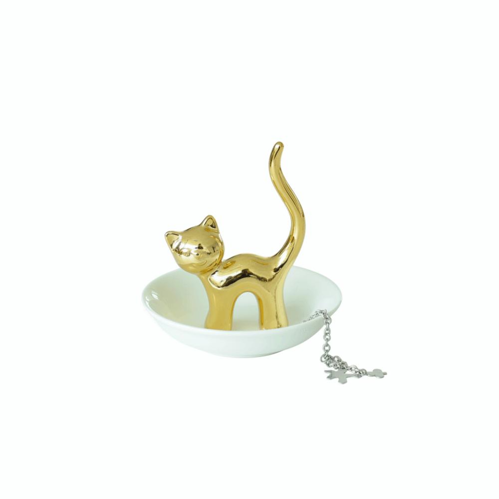 Ceramic Cat Ring Holder Jewelry Display Ring Display Utensils Room Decor Miniature