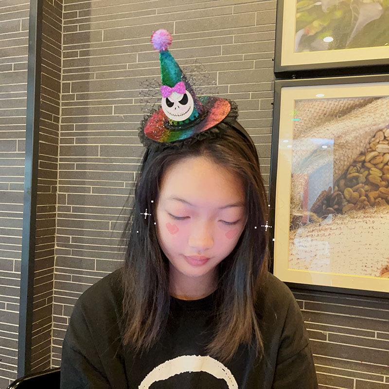 Cross-border Halloween Witch Hat Headband & Pumpkin Ghost Hair Clip for Children