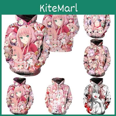 Уютное и стильное аниме худи унисекс с рисунком Zero Two из Darling In The Franxx