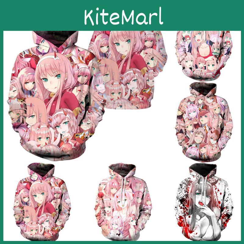 Уютное и стильное аниме худи унисекс с рисунком Zero Two из Darling In The Franxx