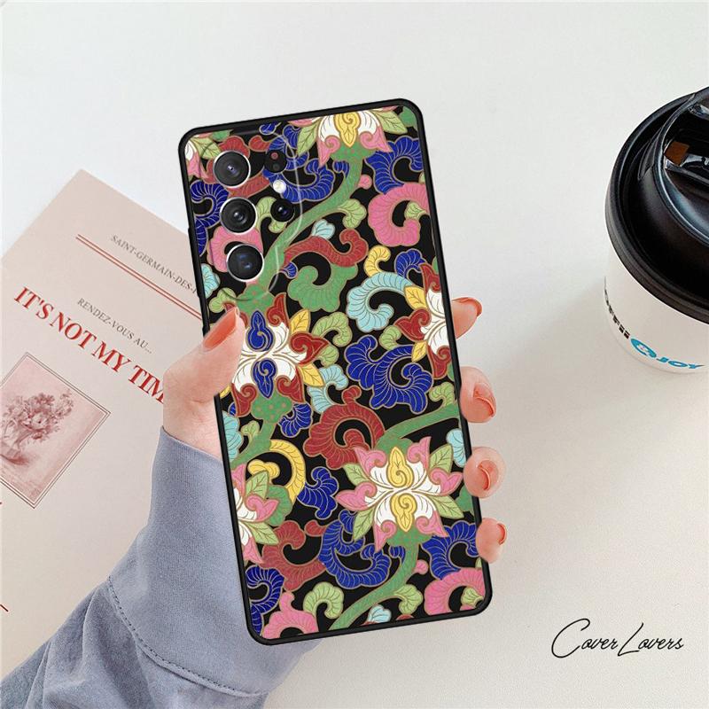 Чехол для телефона «Древние цветочные плитки» Для Samsung Galaxy S24 S25 S23 S22 Ultra Note 10 20 Plus S20 S21 FE Чехол