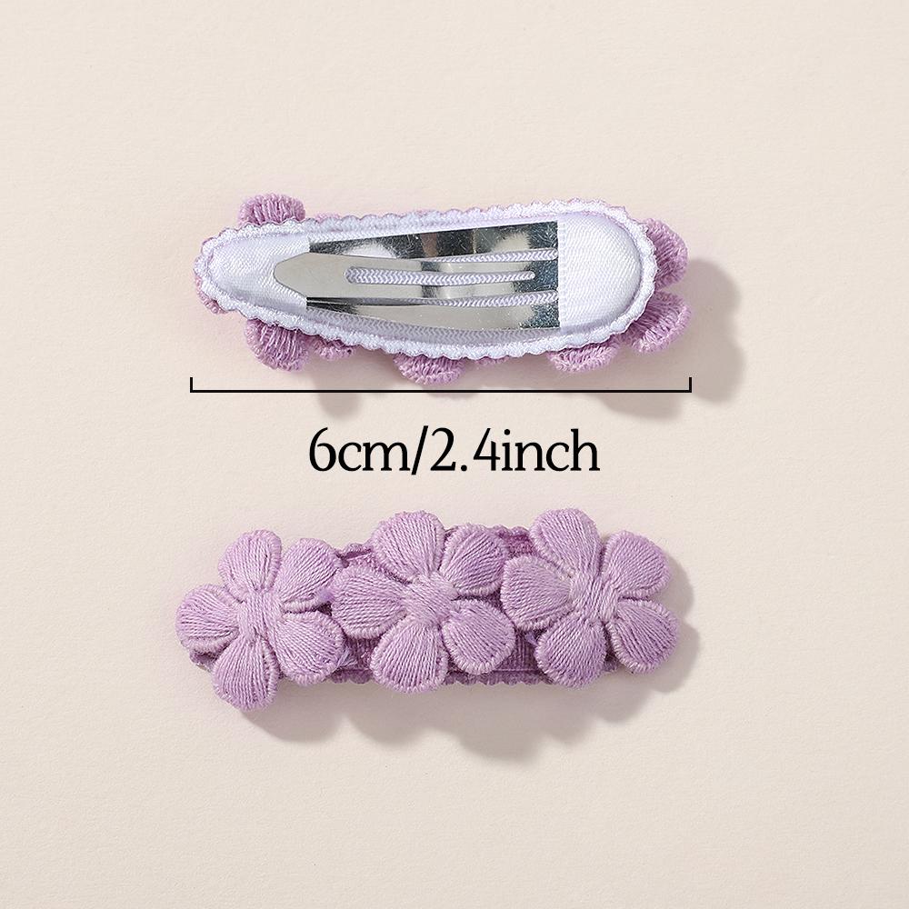 2pcs/set Sweet Embroidery Floral Hair Clips Girls Vintage White Flower Hairpins Children BB Barrettes Baby Kids Hair Accessories