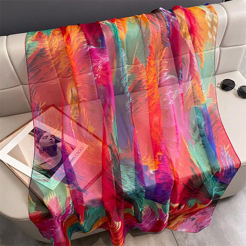 New Design Brand Scarf Fashion Small Broken Floral Bubble Chiffon Shawl Spring Autumn Wrap Hijabs Lady Pashmina Foulards Bandana