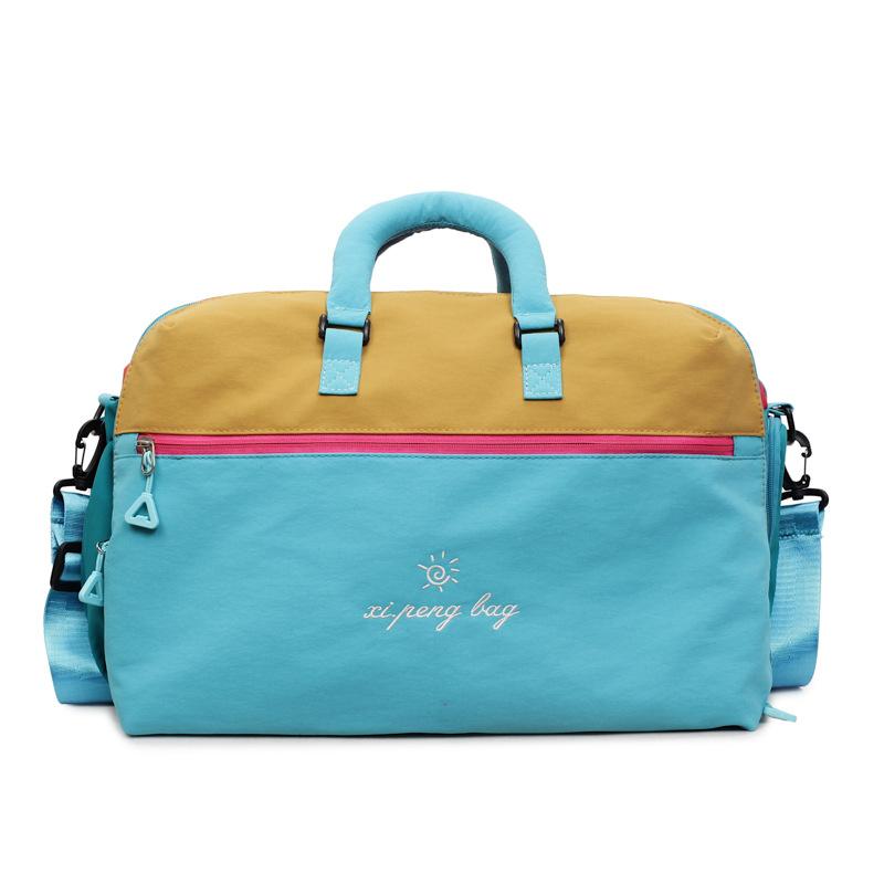 Large Capacity Women'S Travel Bag Premium Fabric With Dopa-Inspired Color Blocks Dedicated Shoe Compartment Dry/Wet Separation
