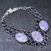 Натуральный камень лепидолит, аметист, ожерелье из стерлингового серебра 925 пробы, 18 дюймов, Q5n99