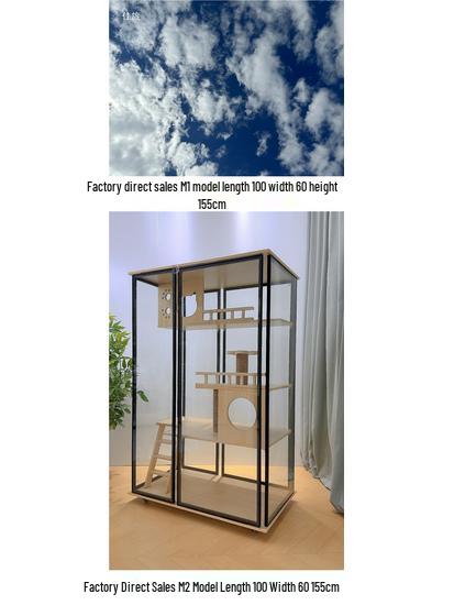 Luxury Solid Wood Cat Villa: Panoramic Glass Cat House with Bed and Indoor Cat Cabinet