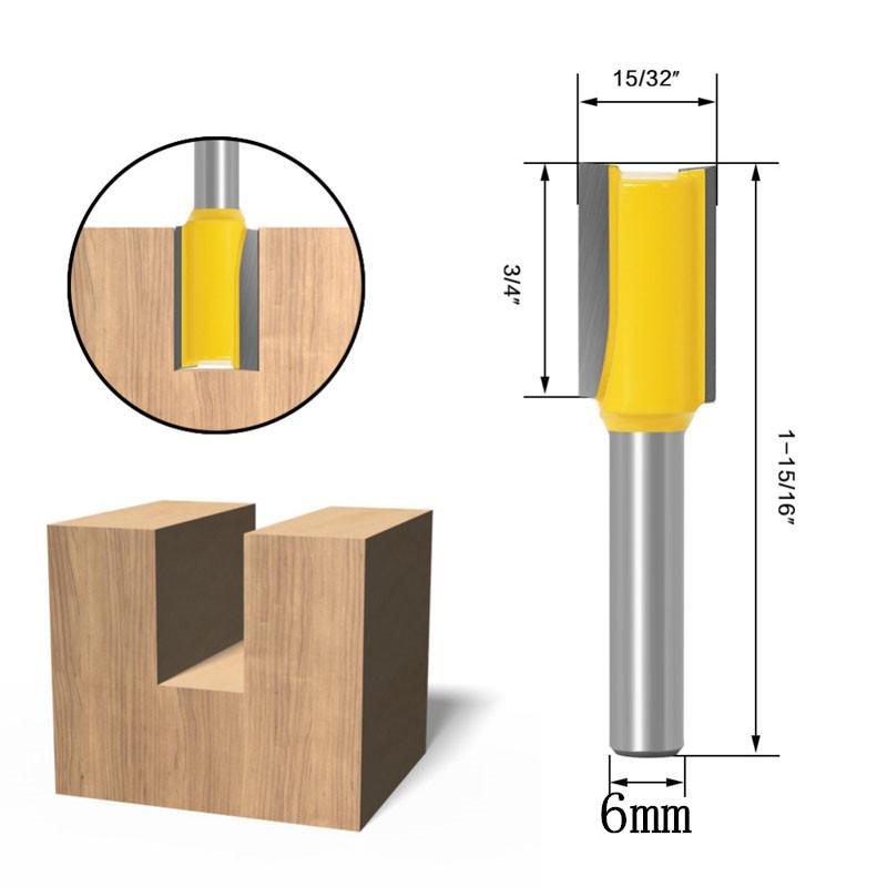 Набор из 6 шт., набор фрез 6 мм, 1/4 дюйма, хвостовик, прямая фреза, биты по дереву
