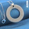925 Sterling Silver Woven Circular Pendant Wedding Necklace Fashionable Wedding Jewelry