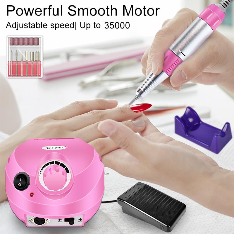 Электрическая дрель для ногтей, 35000 об/мин, профессиональная маникюрная машина, набор шлифовальных машинок для ногтей, сверло для ногтей, портативное оборудование для полировки маникюрного салона